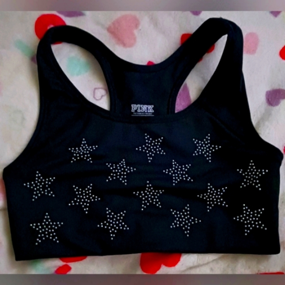 Black star bra w/ silver star details Sz XS by Victoria's Secret